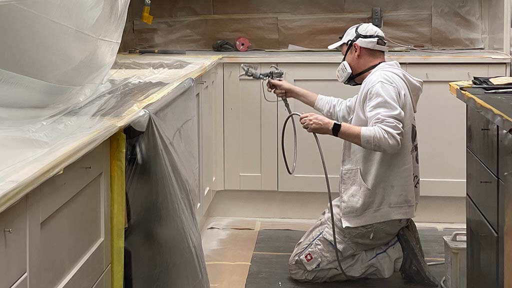 Spray Painting Kitchen Cabinets